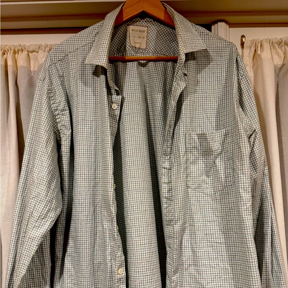 Billy Reid small check and flecked shirt